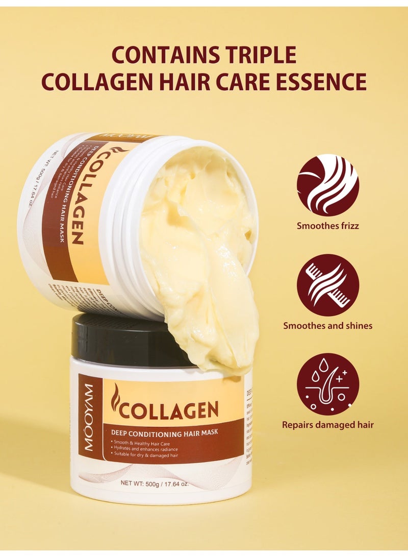 MOOYAM Collagen Hair Treatment Deep Repair Conditioning Mask for Dry Damaged Hair, Smooth Healthy Hair Care for All Hair Types - Image 3